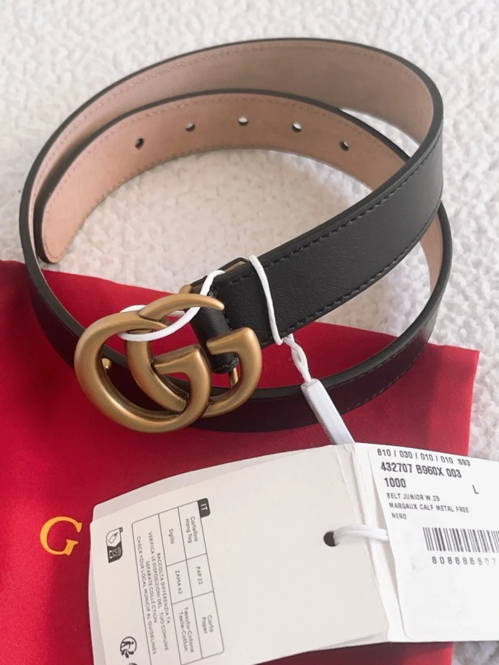 Gucci  Kids Black Leather GG Logo Buckle Belt